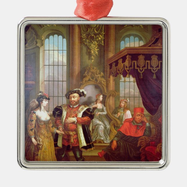 Henry VIII  introducing Anne Boleyn at court Metal Ornament (Front)
