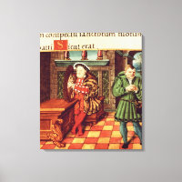 Henry VIII Playing a Harp with his Fool Wil