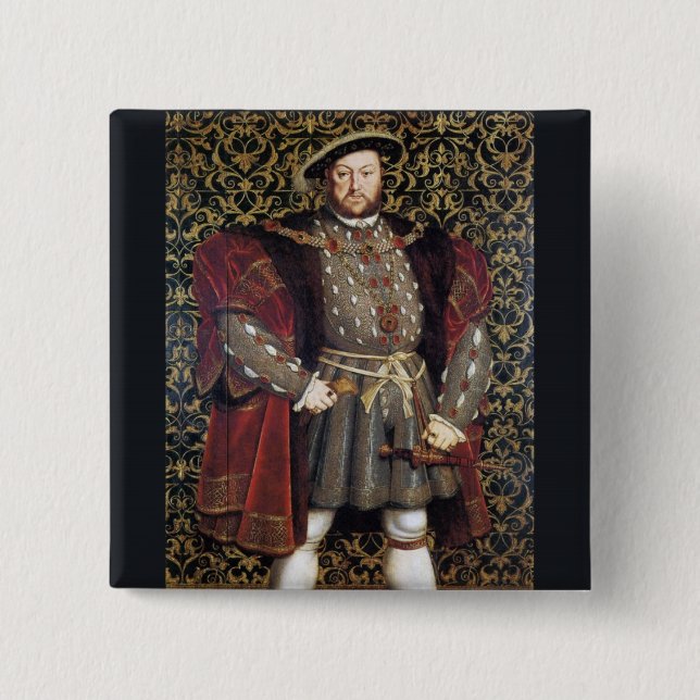 Henry VIII Portrait 2 Inch Square Button (Front)
