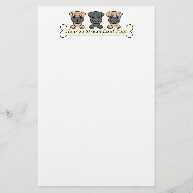 Henry's Dreamland Pugs Stationery (Front)