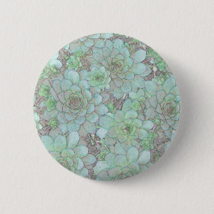 Hens And Chicks 2 Inch Round Button
