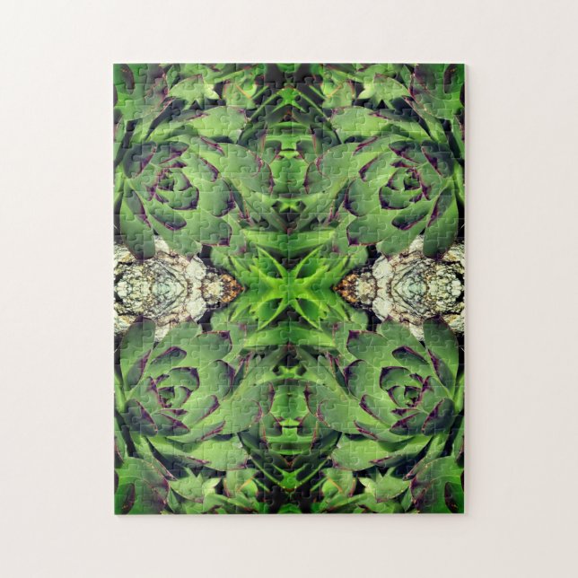Hens And Chicks Garden Succulent Close Up Abstract Jigsaw Puzzle (Vertical)