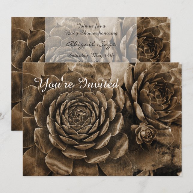 Hens and Chicks Succulent Baby Shower Invitation (Front/Back)