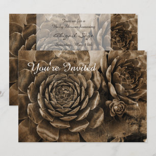 Hens and Chicks Succulent Baby Shower Invitation