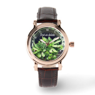 Hens And Chicks Succulents In Bucket Personalized Watch