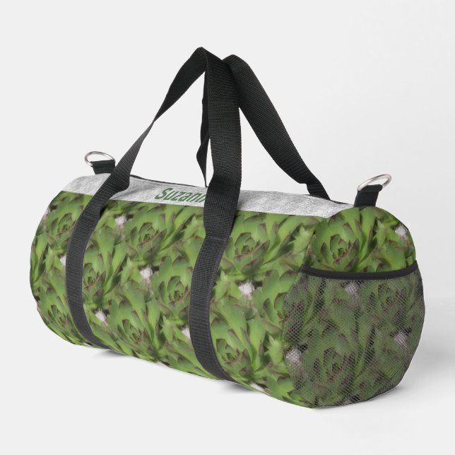 Hens And Chicks Succulents Nature Personalized Duffle Bag (Right Corner)