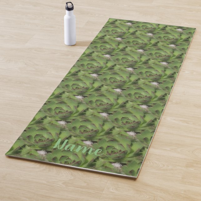 Hens And Chicks Succulents Nature Personalized Yoga Mat (In Situ)