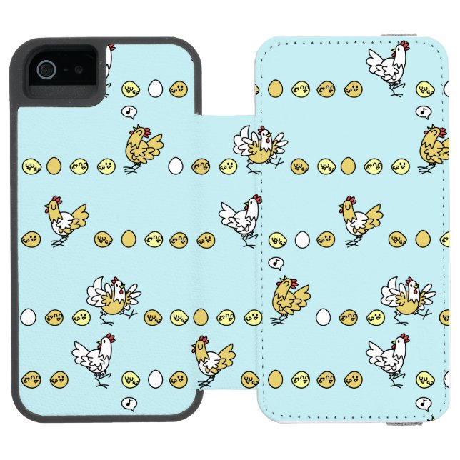Hens, Chicks, and Eggs Incipio iPhone Wallet Case (Folio Open)