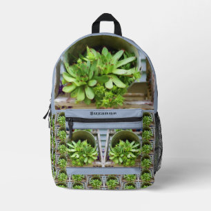 Hens Chicks Succulents Oil Painting Personalized Printed Backpack