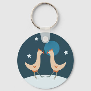 Hens Night Party Funny Chicken Moon Keychain