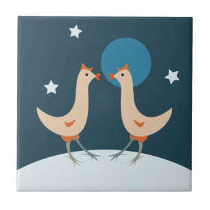 Hens Night Party Funny Chicken Moon Tile