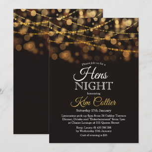 Hens Night Party Glitter Lights Invitation