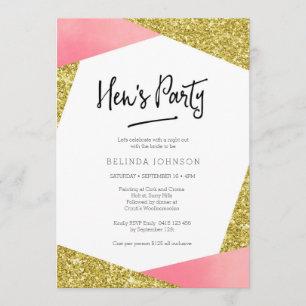 Hen's Party Invitation   Pink & glitter