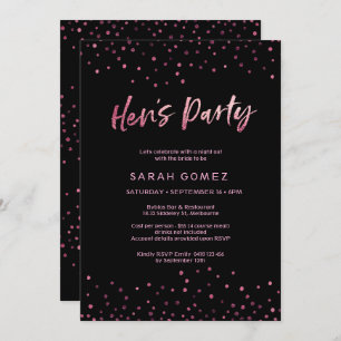 Hen's Party Invitation Pink glitter foil