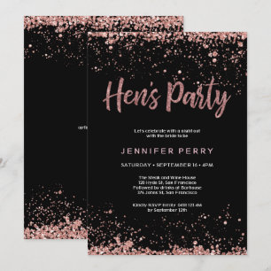 Hen's Party rose gold glitter Invitation