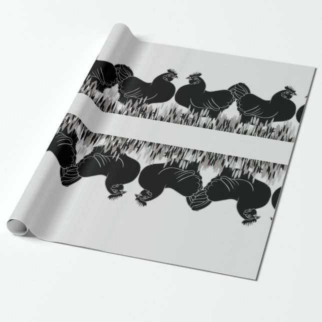 Hens~Silhouette  Wrapping Paper (Unrolled)