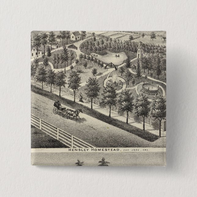 Hensley, Beans residences 2 Inch Square Button (Front)