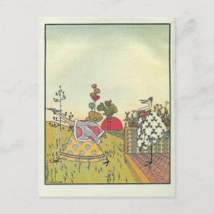 Heorhiy Narbut-  'The crane and heron. Bear.' Postcard