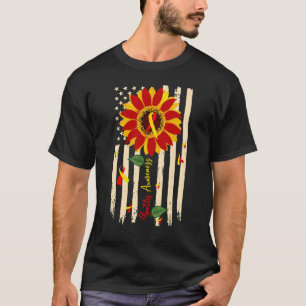 Hepatitis Awareness Sunflower Red and Yellow Ribbo T-Shirt
