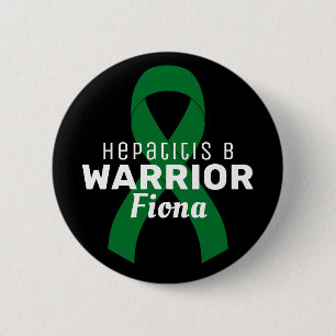 Hepatitis B Warrior Ribbon Black Button