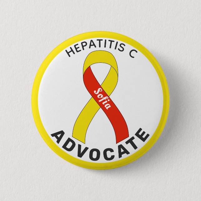 Hepatitis C Advocate Ribbon White Button (Front)