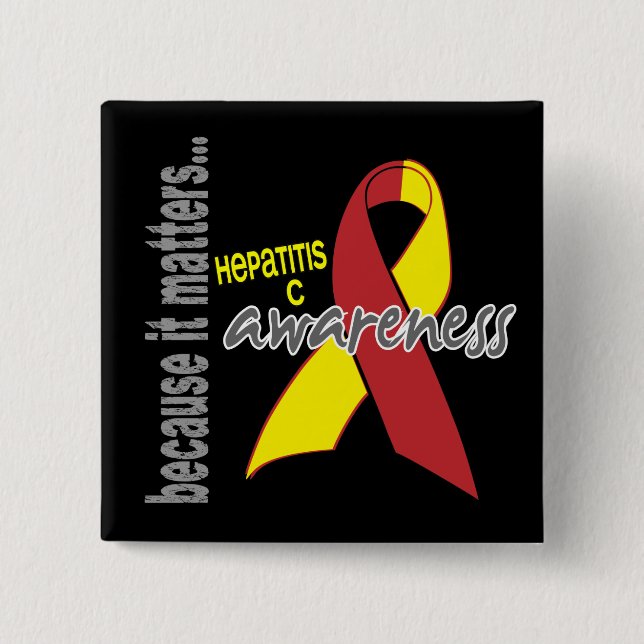 Hepatitis C Awareness 2 Inch Square Button (Front)