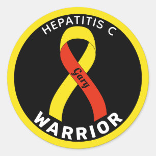 Hepatitis C Warrior Ribbon Black Round Sticker