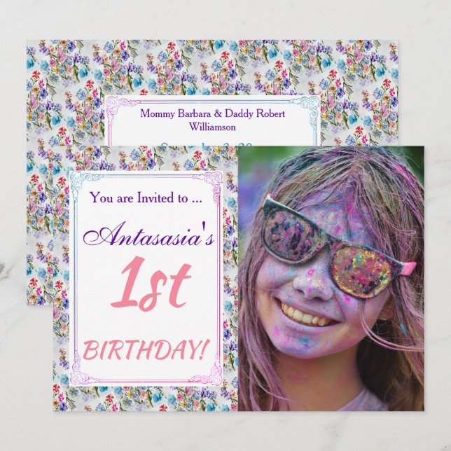 HER 1ST BIRTHDAY INVITE (Front/Back)