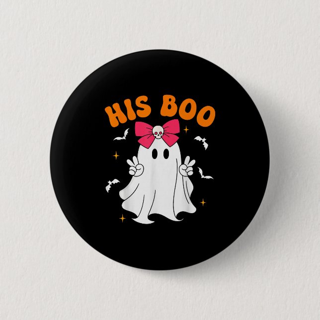 Her Boo &amp; His Boo Funny Matching Halloween Cou 2 Inch Round Button (Front)