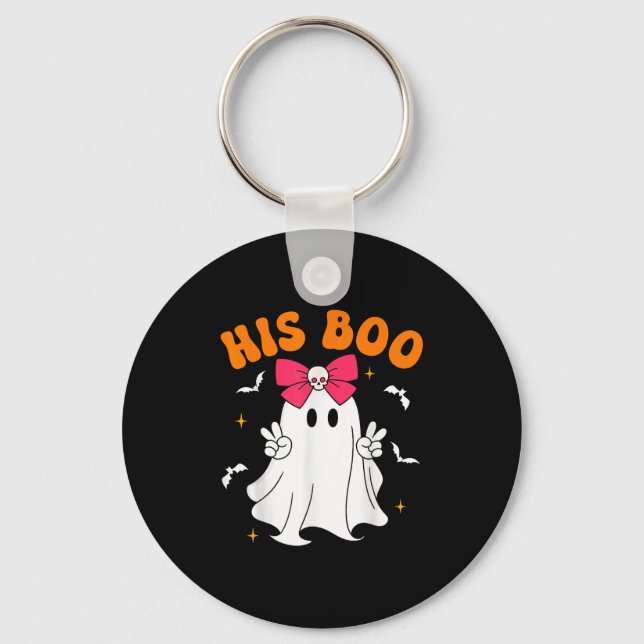 Her Boo &amp; His Boo Funny Matching Halloween Cou Keychain (Front)