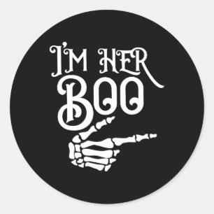 Her Boo Im His Ghoul Spooky Ghost Halloween Couple Classic Round Sticker