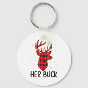 Her Buck Deer Hunting Christmas Husband Gift Coupl Keychain