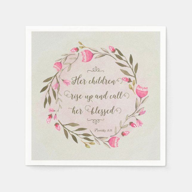 Her Children Rise Up & Call Her Blessed Napkin (Front)