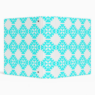 Her Cute Girly Style Cyan & White Damask Girls Binder