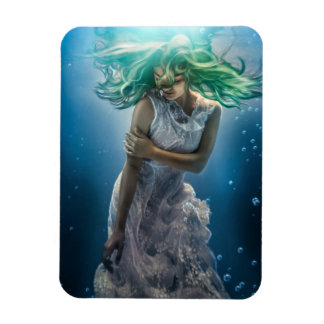 Her Emerald Curls - Mermaid Hovering Underwater Magnet