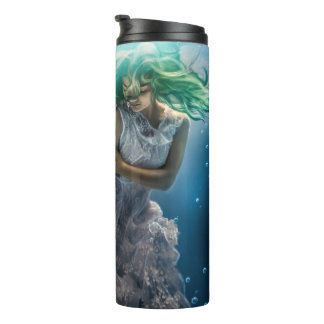 Her Emerald Curls - Mermaid Hovering Underwater Thermal Tumbler