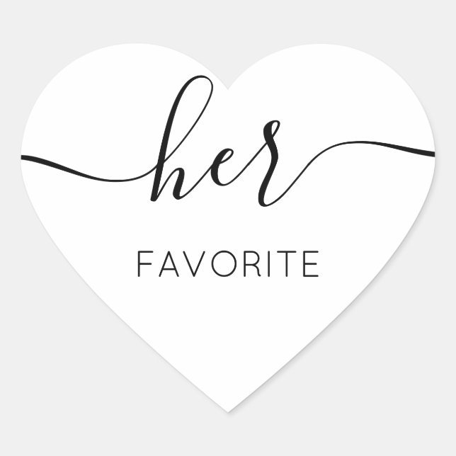 Her Favourite Сalligraphic Favour Gift Heart Sticker (Front)