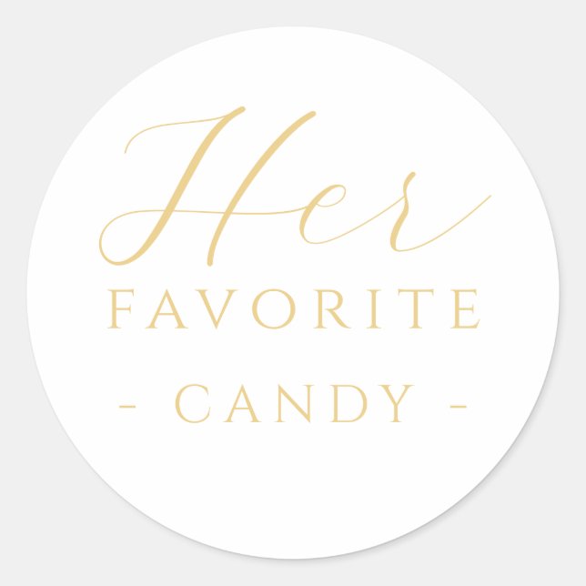 Her Favourite Candy Treat Sticker Gold Wedding (Front)