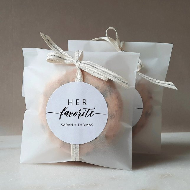 Her Favourite Modern Сalligraphic Favour Gift  Classic Round Sticker (Creator Uploaded)