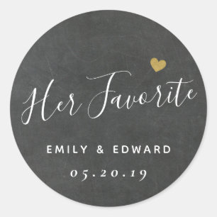 Her Favourite Personalized Wedding Favour Chalkboa Classic Round Sticker