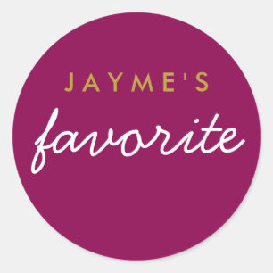 "Her" Favourite Snack Magenta Gold Classic Round Sticker