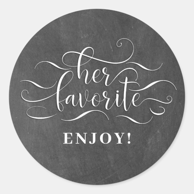 Her Favourite Wedding Favour Classic Round Sticker (Front)