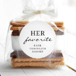 Her Favourite Wedding Favour Editable Round Sticke Classic Round Sticker<br><div class="desc">Add these customizable labels to your favour wedding favour treats! Create his and her round circle stickers. Let all your wedding guests know your favourite treats.</div>