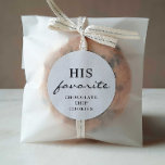 Her Favourite Wedding Favour Editable Round Sticke Classic Round Sticker<br><div class="desc">Add these customizable labels to your favour wedding favour treats! Create his and her round circle stickers. Let all your wedding guests know your favourite treats.</div>