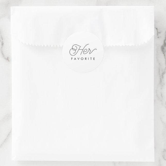 Her Favourite Wedding Favour Modern Calligraphy Classic Round Sticker (Bag)