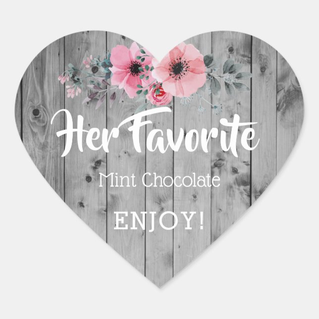 Her Favourite Wedding Favour Sticker Rustic Bride (Front)
