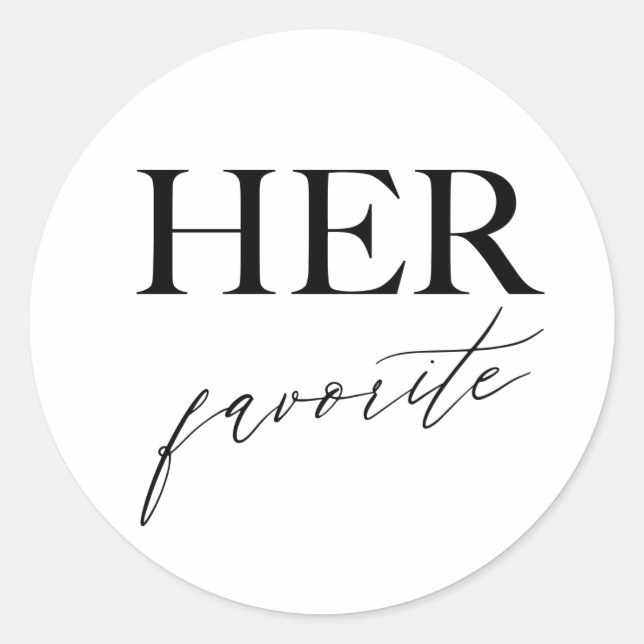 Her Favourite Wedding Snack Treat Bag Sticker (Front)