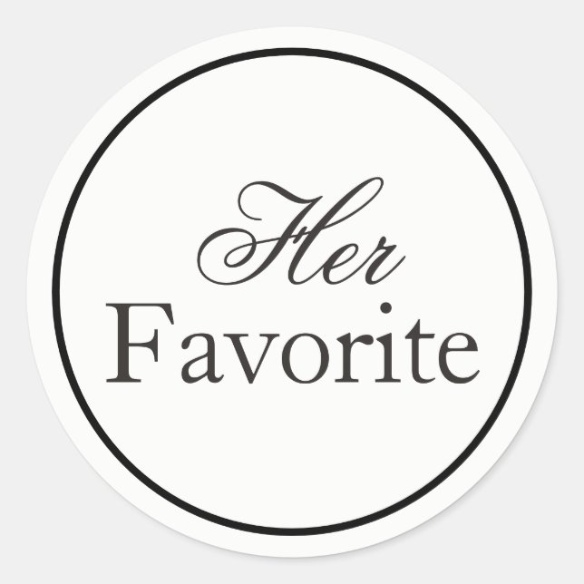 "Her Favourite" Wedding Sticker Black and White (Front)