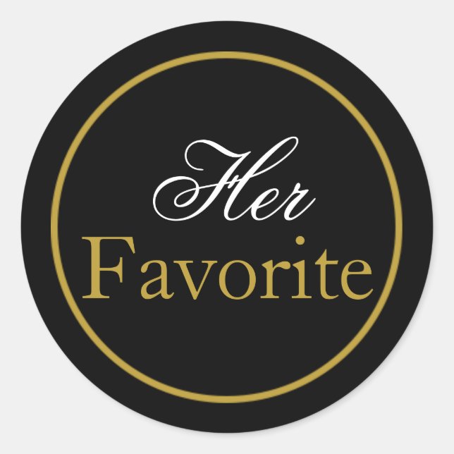"Her Favourite" Wedding Sticker Blush Black Gold (Front)
