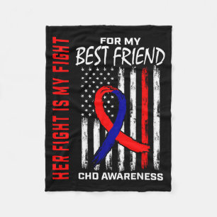 Her Fight Best Friend Chd Awareness American Flag Fleece Blanket